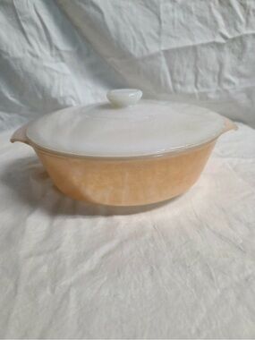 vintage Fire King Peach Luster casserole dish